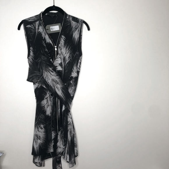 NWT All Saints Jayden Feather Dress Black Sz Medium - Picture 6 of 16